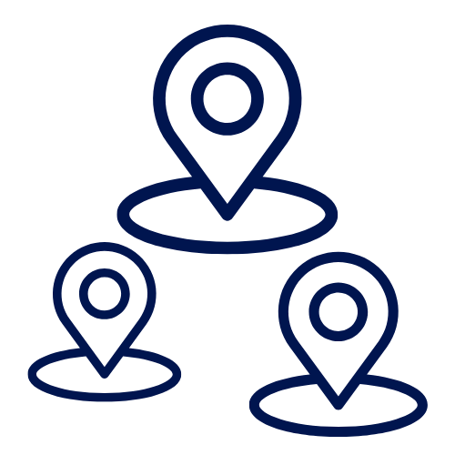 Multiple location icons representing handyman services across Miami